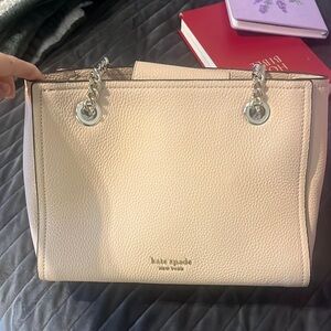 Kate Spade pale pink/beige handbag with chain straps